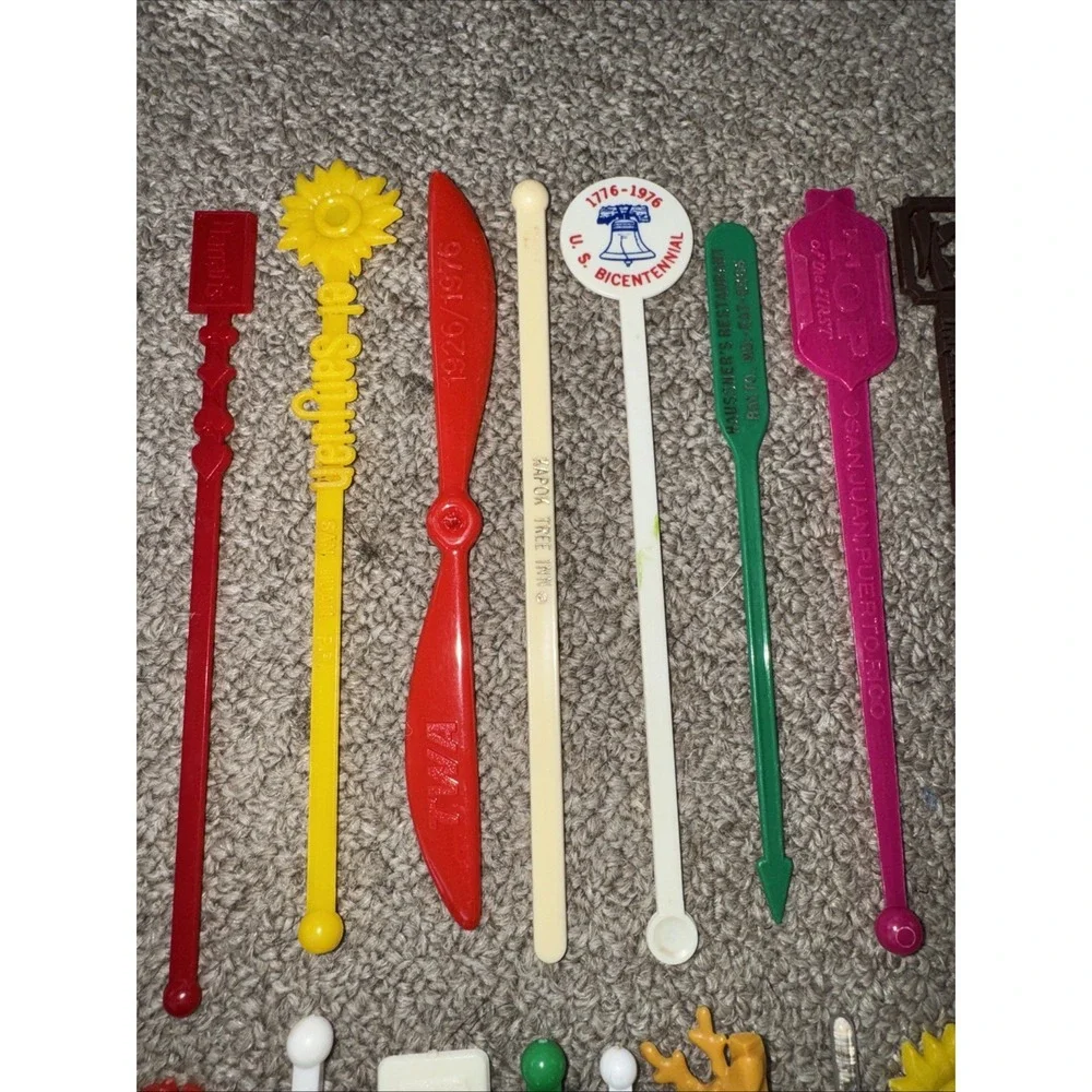 Vintage Swizzle Sticks Lot Of 46 Cocktail Stirrers Hotels Pubs Airlines 1960/70s